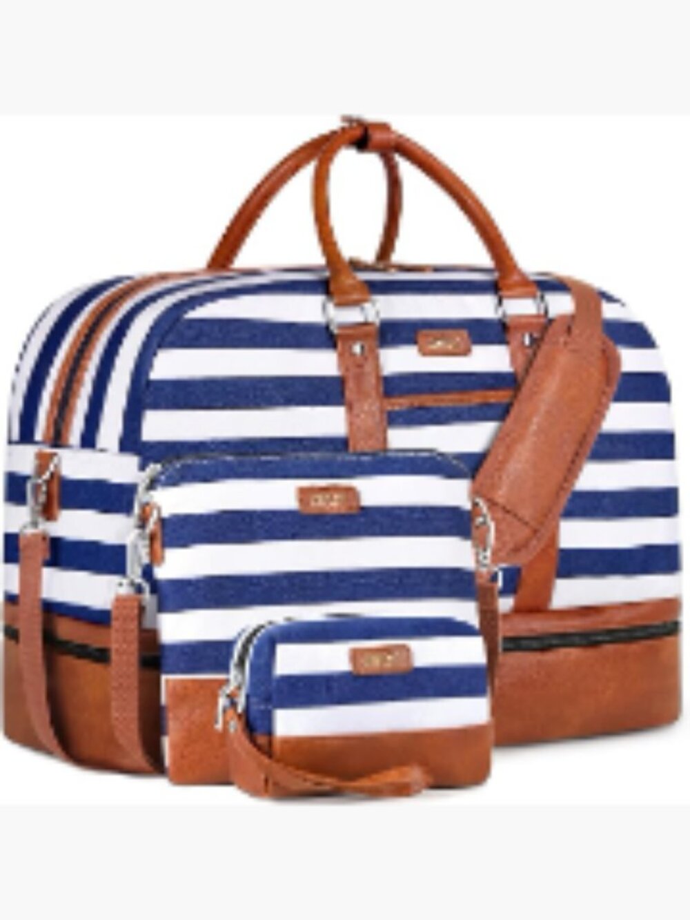 Canvas Travel Duffel Bag with Shoe Compartment 3-Piece Set